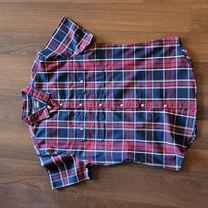 Express Plaid button down shirt. Size L Fitted. Red/Navy Blue